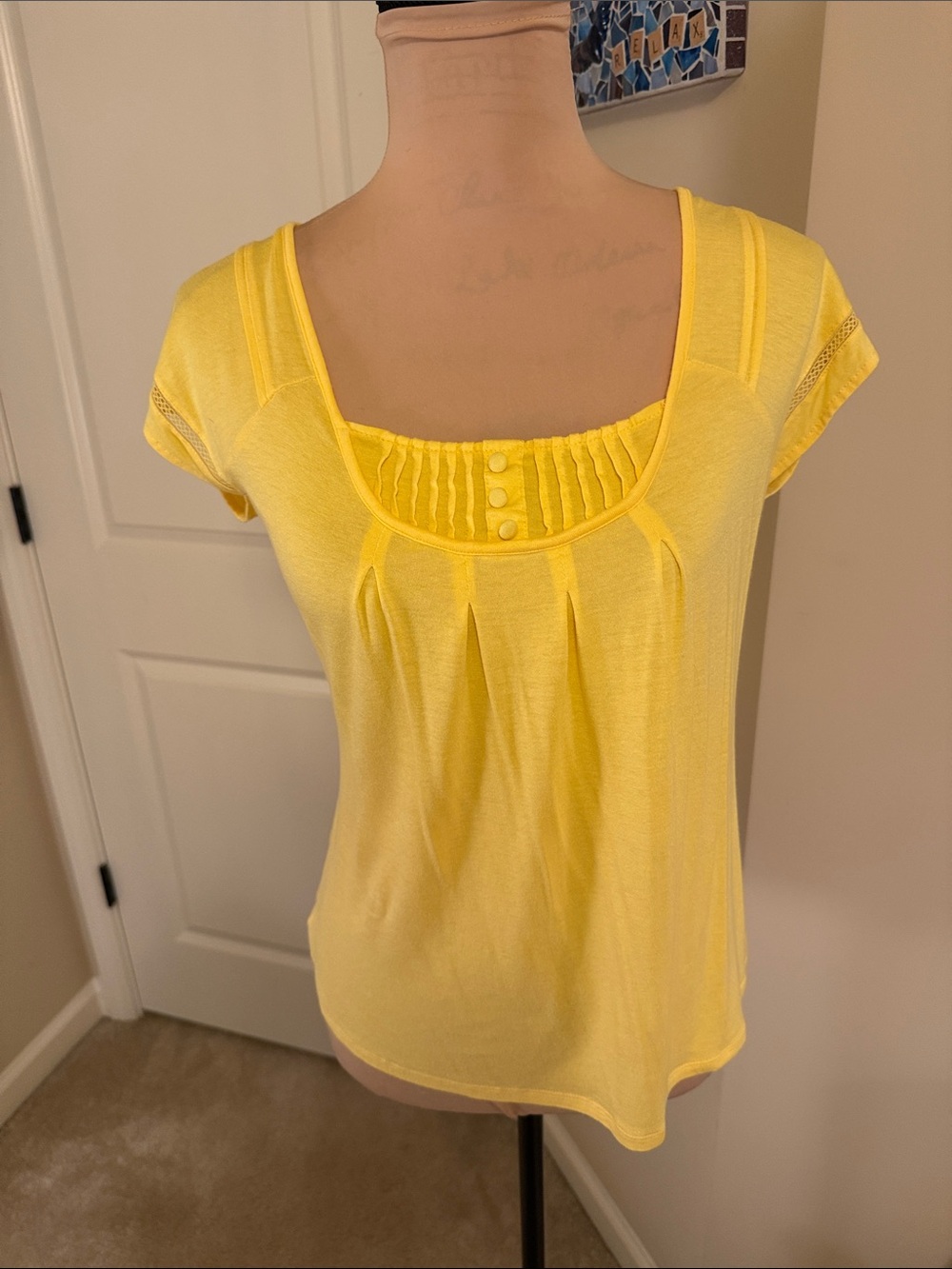 George Bright Yellow Scoop Neck Short Sleeve Top